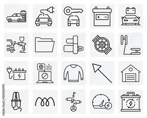 Automotive Features And Car Services, Including Rental, Maintenance, Engine Start, And Bluetooth Connectivity For Vehicle-Themed Designs