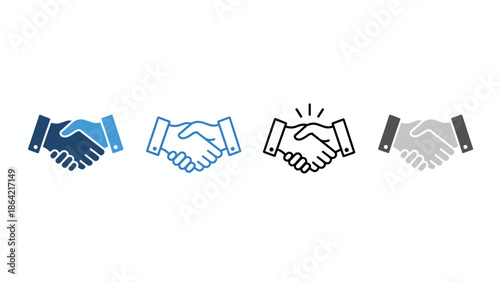 Handshake icons representing agreement and partnership, illustrating collaboration and trust