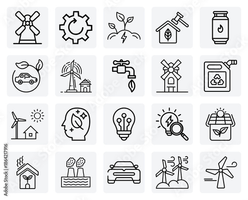 Renewable And Green Energy Sources – Wind Turbine, Solar Farm, And Geothermal Power For Sustainable Technology Concepts