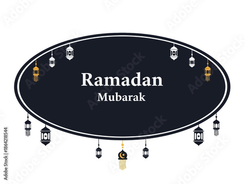Elegant Ramadan Mubarak Greeting with Traditional Lanterns and Festive Decorations
