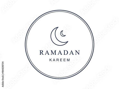 Elegant Ramadan Kareem Greetings with Crescent Moon in Circular Design