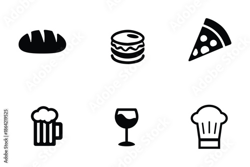 Food and Drink Icons Set Vector Graphics