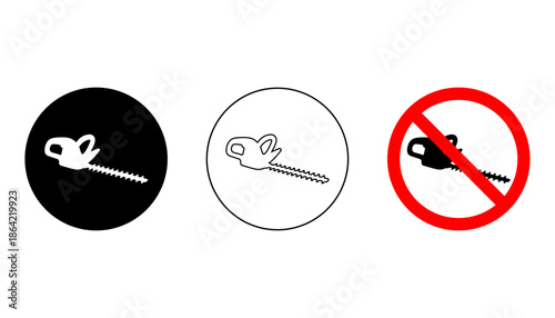 Hedge Trimmer Prohibition Sign Icon Set