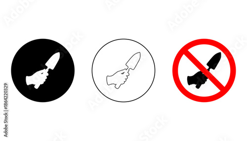 Garden Trowel Icon Set Solid, Outline and Prohibited Tool Symbol