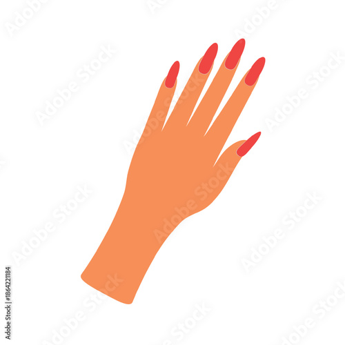 Hand with Red Nails - Elegant Manicure Illustration Vector 