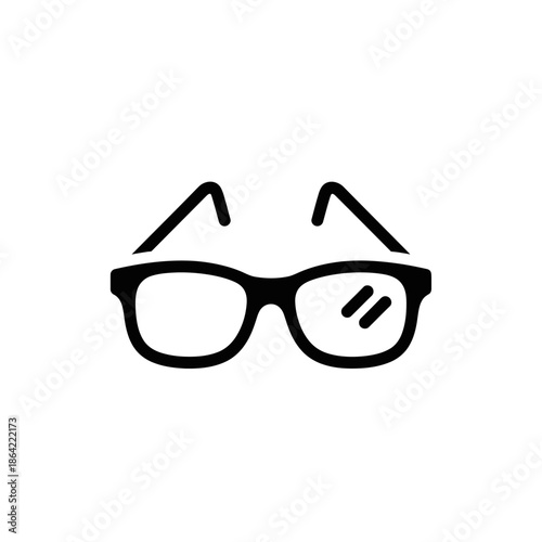 Black Eyeglasses Icon on White Background