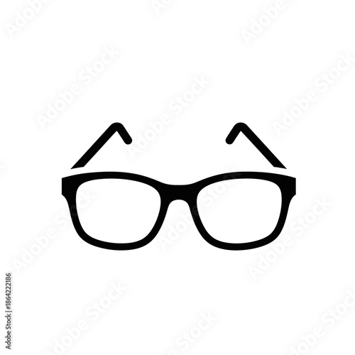 Black Eyeglasses Icon Silhouette On White Background