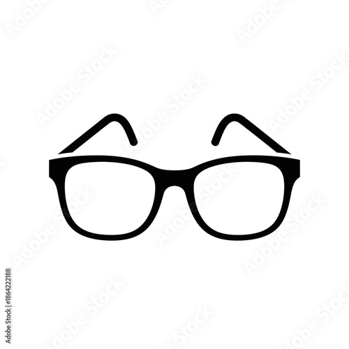 Black Eyeglasses Icon Silhouette, Simple Vector Illustration