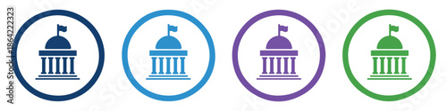 government courthouse authority icon set