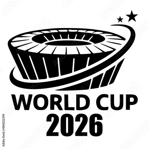 A black and white logo for  stadium world cup 2026 whit stares  