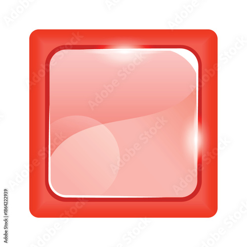 Vibrant red square button with glossy finish and sleek rounded corners illustration vector 