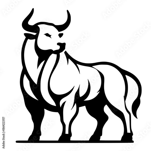 Silhouette of a muscular bull