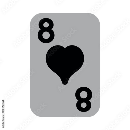 Stylized Graphic Icon of an Eight of Hearts Playing Card Illustration Vector 