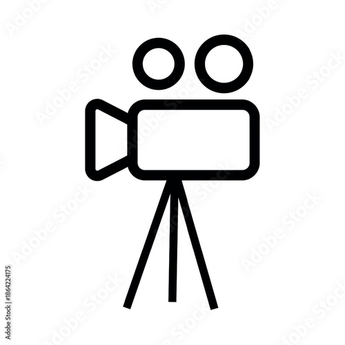 Minimalist Video Camera on Tripod Line Art Illustration Vector 