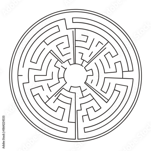 Foto Intricate circular maze design with complex pathways and a central opening