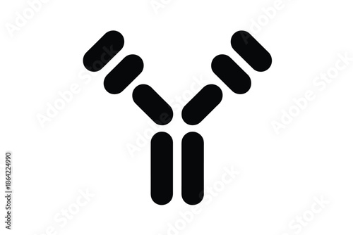 Simple black and white illustration of a y shaped antibody molecule design