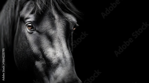 Extreme Close Up Of Intense Dark Eyes Of Black Horse