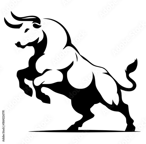 Silhouette of a muscular bull