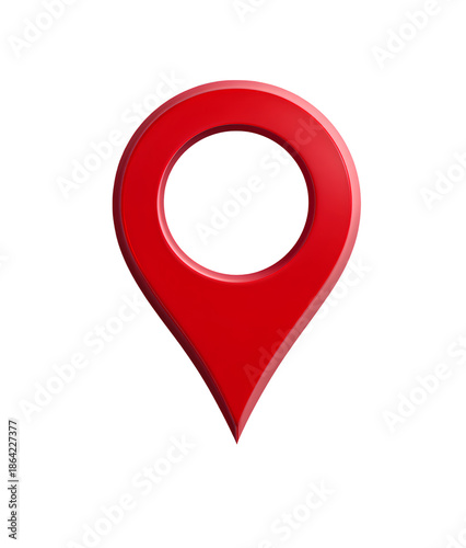 minimalistic red location pin icon isolated on a transparent background.