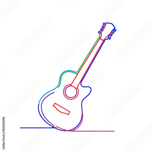 Abstract Guitar Line Art with Gradient Colors