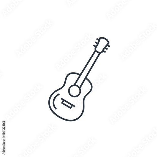 Acoustic Guitar Icon - Simple Line Art Illustration