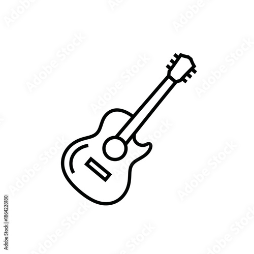 Acoustic Guitar Icon - Simple Line Art Music Instrument Vector