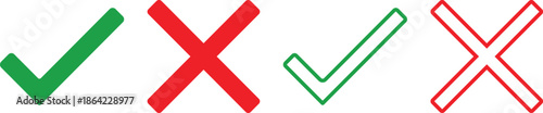Right tick mark and red cross icon vector illustration.