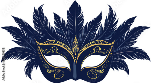 Masquerade mask with feathers for carnival celebration
