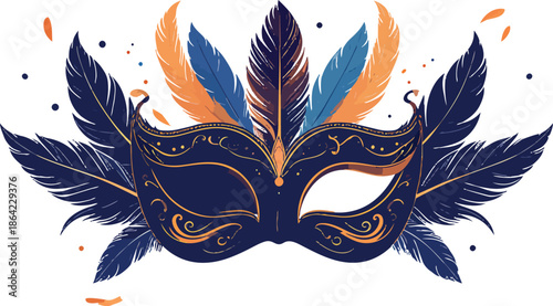 Ornate masquerade mask with feathers celebrating carnival