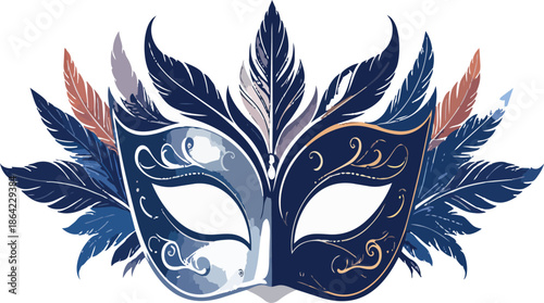 Venetian masquerade mask with feathers celebrating carnival