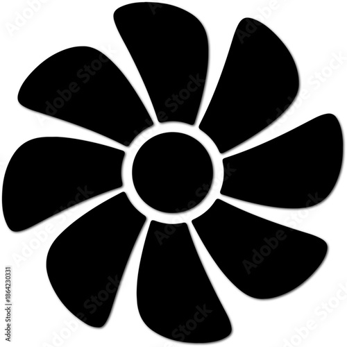 Black fan blade icon simple vector illustration representing airflow and cooling isolated on white background for graphic design