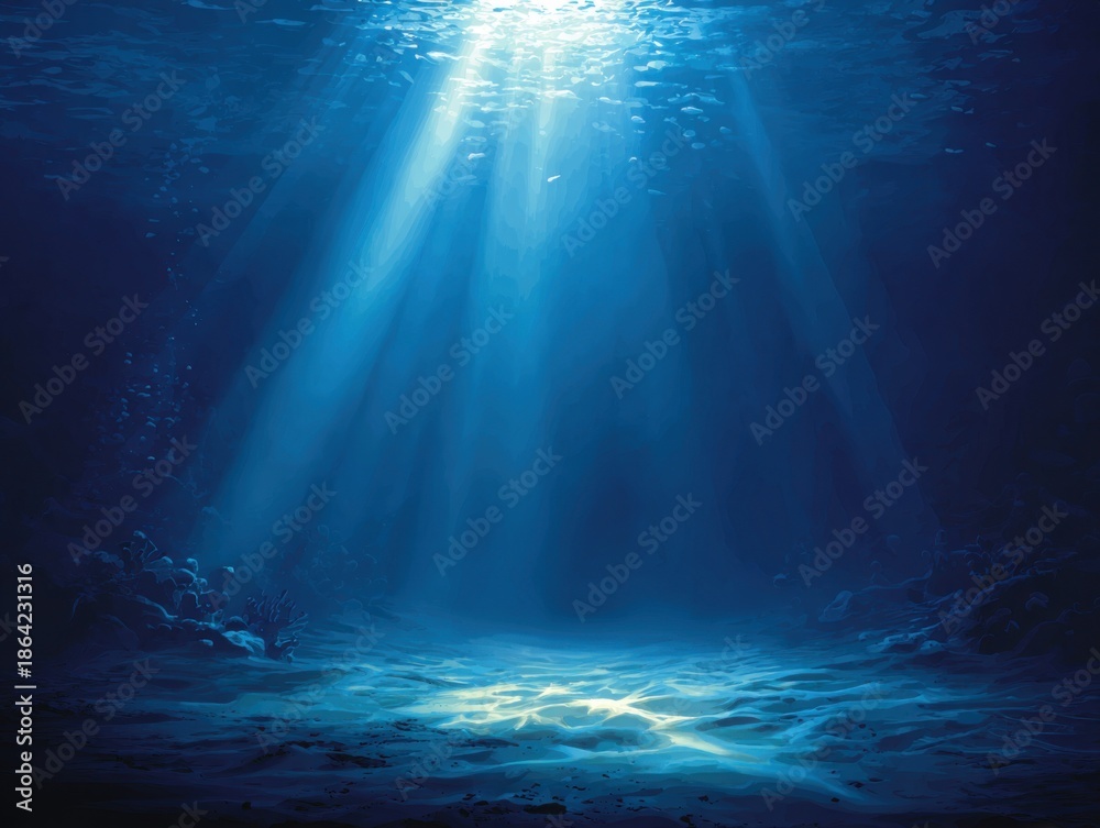 Fototapeta premium Underwater scene with sunlight beams (22)