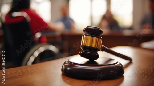 Judge Gavel in Courtroom Symbolizing Justice and Legal System