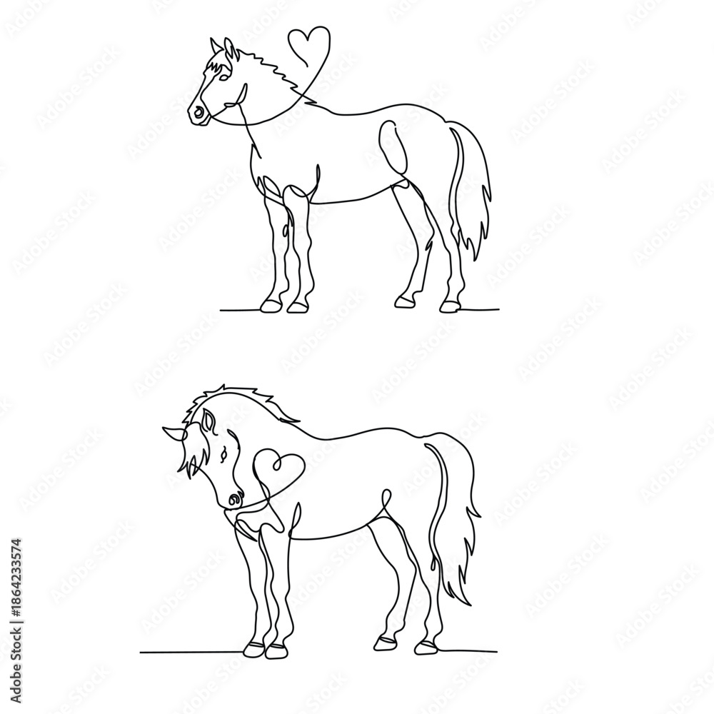 Fototapeta premium valentine horse vector illustration