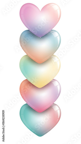Colorful Heart Balloons in a Vertical Arrangement for Celebration and Love