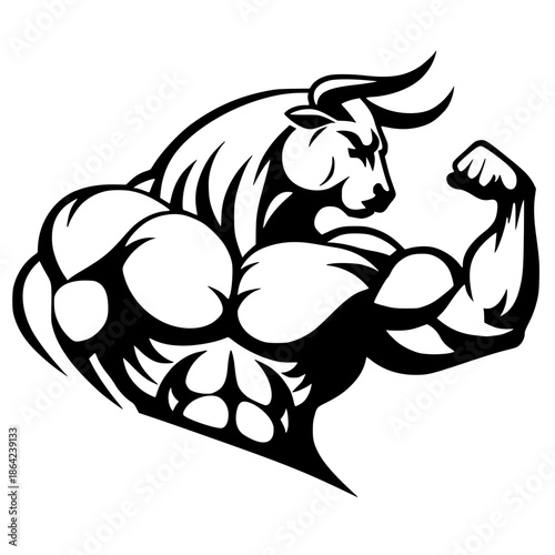 Bull muscle silhouette vector design