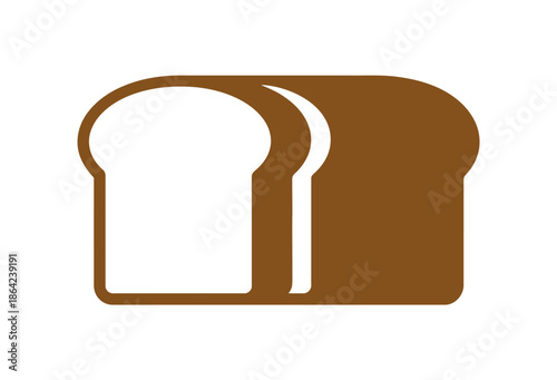A graphic illustration of two slices of brown bread on a white background.