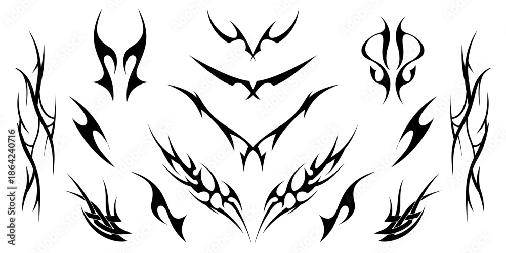 Fototapeta premium Tribal tattoo vector flames and edgy shapes