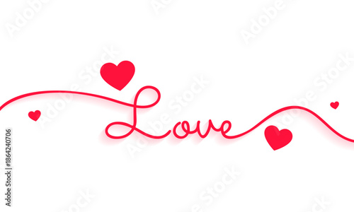 Elegant love script with hearts