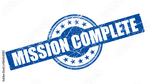 Mission complete stamp with grunge texture