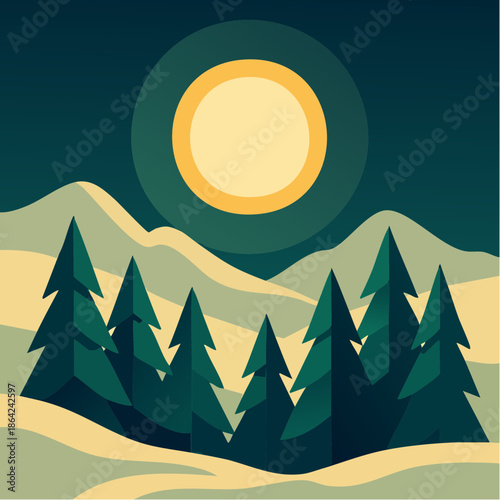 sunrise whispers over pine silhouettes as rolling hills cradle the golden hush of morning’s quiet breath