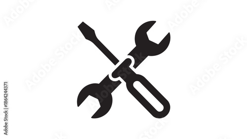 Crossed wrenches in simple flat design with dark color on white background for industrial icon