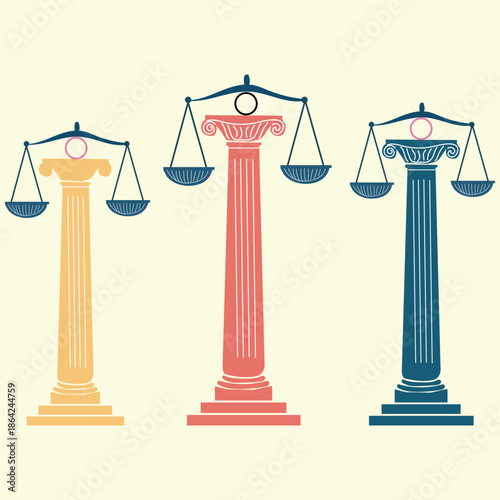 Colorful Justice Columns icon vector