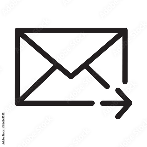 Black envelope icon with arrow pointing to the right