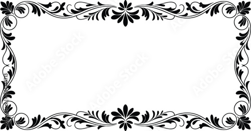 Ornate black floral scrollwork border design on white background, ornamental vector