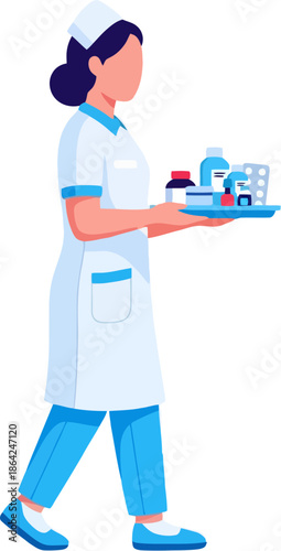 Nurse holding medical supplies tray 1.