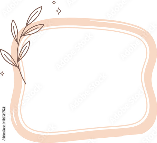 Peach colored frame with leaves.