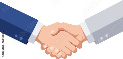 Business partners shaking hands firmly together.