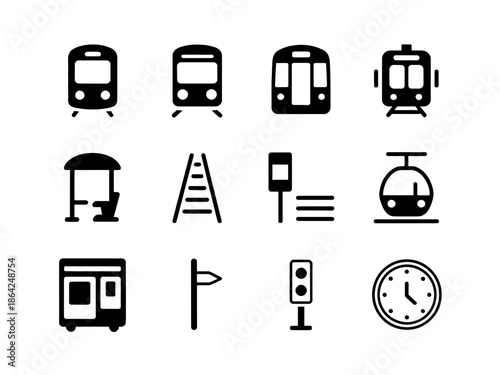 Various public transportation icons isolated on white background, Vector, illustration