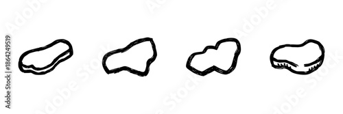 Abstract Cloud Shapes Line Icon Set In Doodle Style. Weather Forecasting, Data Storage, And Imagination Outline Sketch Collection. Hand Drawn Isolated Vector Illustration